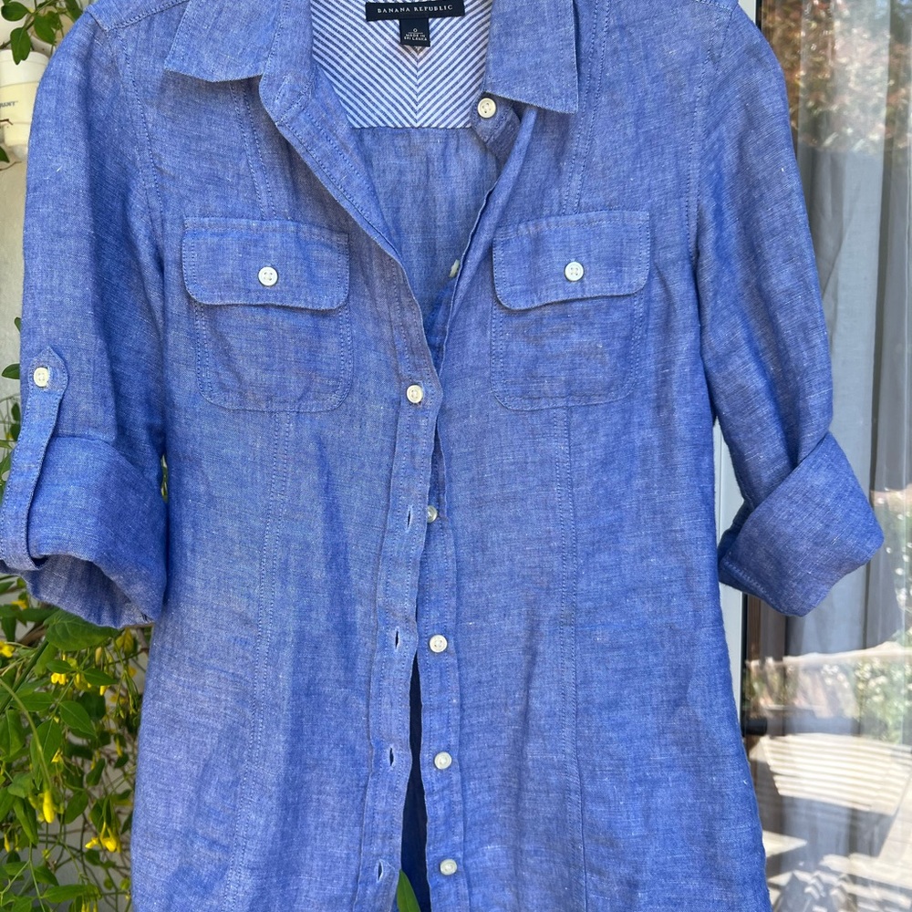 Linen Button Blouse